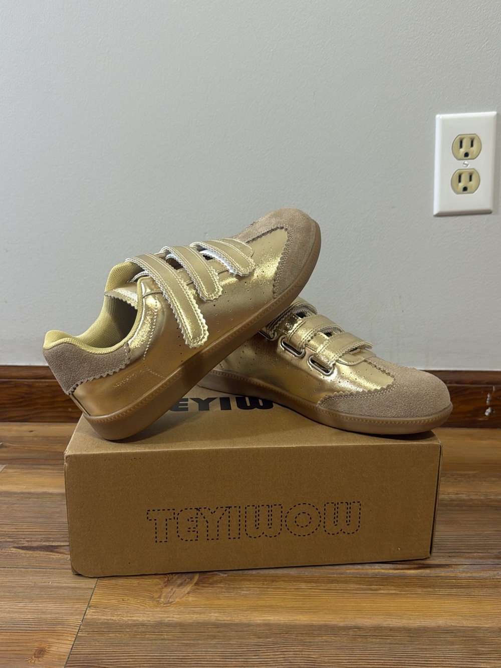 Gold Velcro Sneakers -